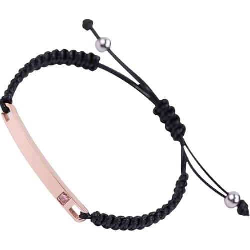 1PCS 5*47mm Stainless steel curved piece set auger braided rope bracelet jewelry products rose gold