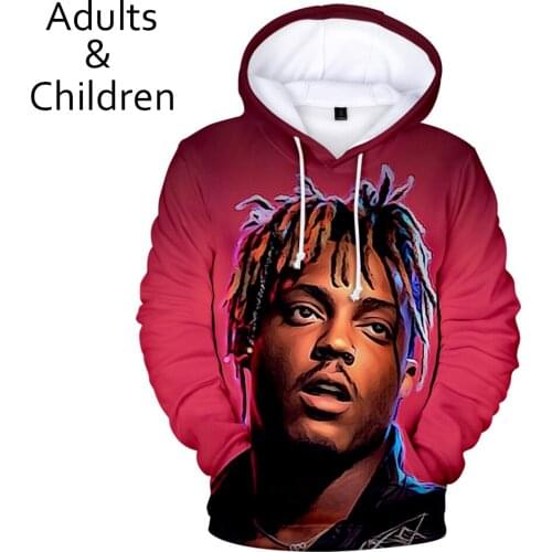3D juice wrld mens and womens hoodies childrens casual autumn and winter popular pullover kids fashion red sweatshirt
