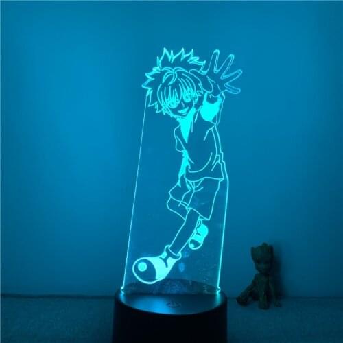 3D Nightlight Anime Killua Smile Waving Hunter X Hunter Figure 7 Colors Touch Optical Illusion Table Lamp Gift Room Decor Light