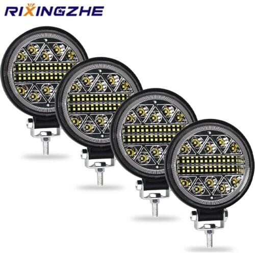 RXZ 12-24V 4 inch Round Led Work Lights 13600LM LED Spot Flood Beam Driving Light led bar spot light bar for truck