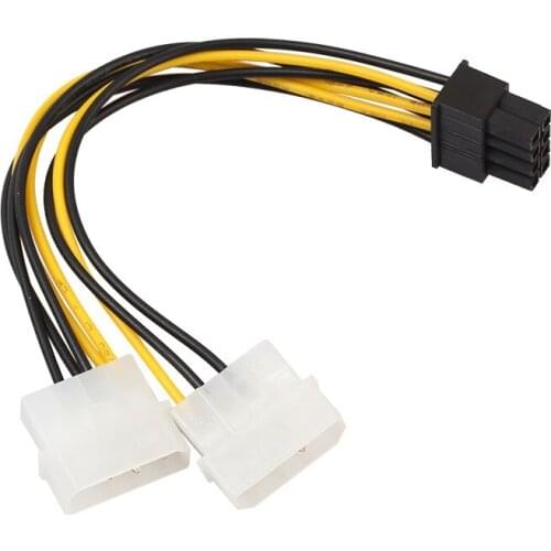 4pcs18cm Dual Molex LP4 4 Pin To 8 Pin PCI-E Express Converter Adapter Power Cable Wire Computer Cable Connectors 18cm