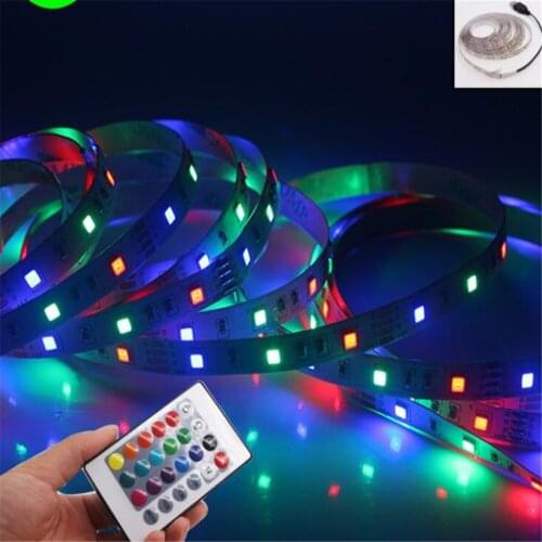 5m LED Strip 5050 2835 IP20 RGB Strip LED Light Flexible Ribbon Stripe DC 12V RGB Diode Tape IR Controller Adapter