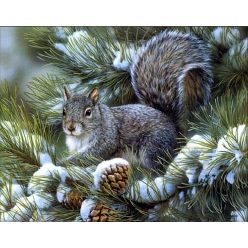 5D Diamond Painting Animals Squirrel Diamond Embroidery Full Square Diamond Mosaic Cross Stitch Landscape Home Decor