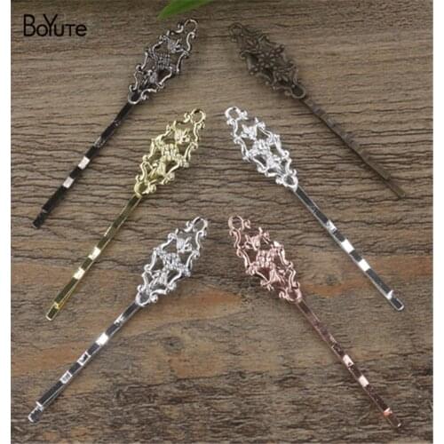 BoYuTe 20Pcs 6 Colors 12*27MM Filigree Flower Hair Barrette Wholesale Women Hair Accessories