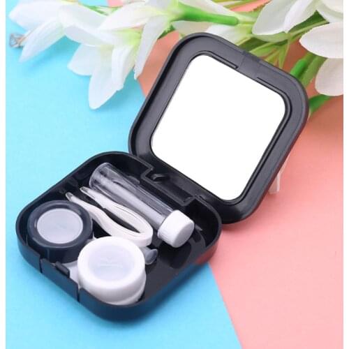 Stars Moon Contact Lens Case For Women With Mirror Kit Holder Portable Contact Lenses Box Black