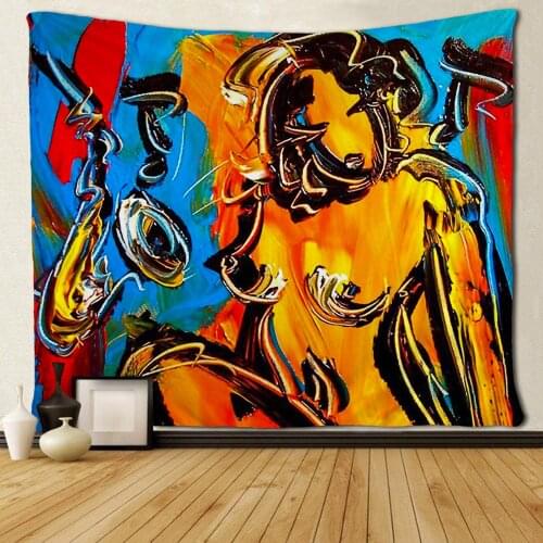 Black Cat African Women Tapestries Hippie Art Wall Hanging