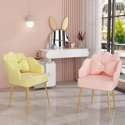 Ins net red chair makeup chair nordic adult manicure chair pink makeup stool dressing table chair iron
