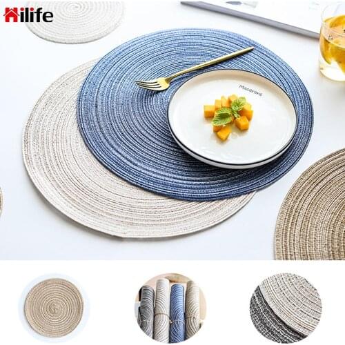 Table Ramie Insulation Pad 18cm Kitchen Accessories Tableware Gadgets Round Placemats Linen Non Slip Table Mat