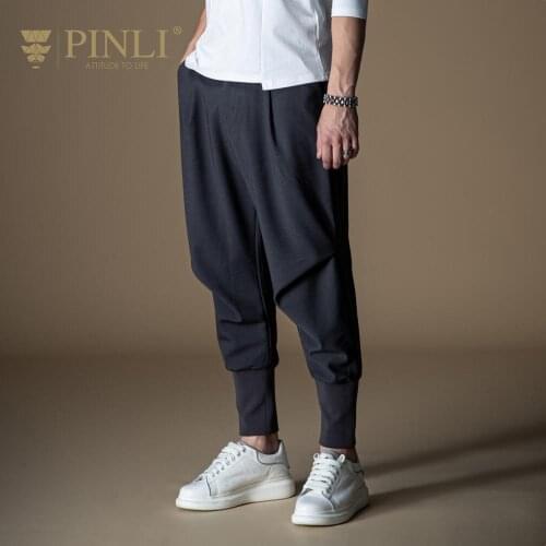 Free shipping New fashion male mens personality 2020 autumn leggings loose pants casual trousers grey black B203317679