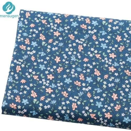 Fabric Meter Dark blue Floral Print Cotton Fabrics Women Dresses Girls Skirts Sewing Cloth Pillows Blankets DIY Sewing Fabrics
