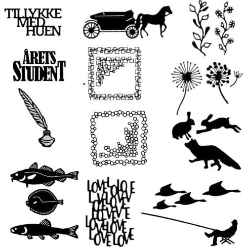 Mini Square Frame Fishing Man Dandelion Ink Bottle Metal Cutting Dies for DIY Scrapbooking Paper Cards Making Crafts 2019 New