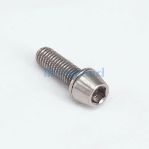 LOT 4 M5 x 16mm Original Color TC4 GR5 Titanium Alloy Allen Hex Screw Taper Cone Head Bolts With Washer For Bicycle