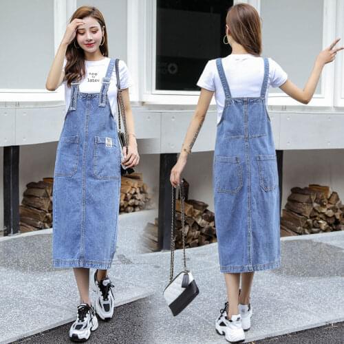 New womens dresses denim fabric suspenders dresses women clothing summer/autumn clothing european jeans dress