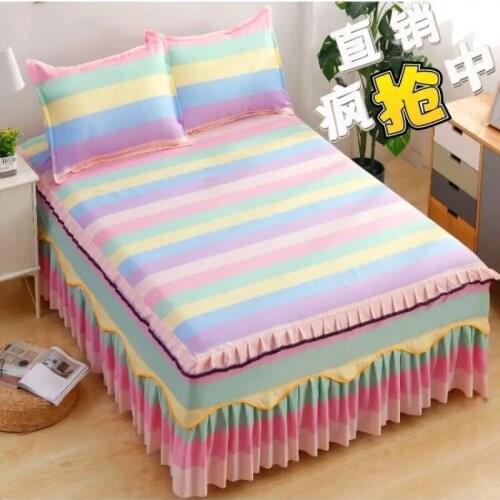 New Product 1pc Thickened Sanding Bedspread Fitted Sheet Cover Soft Non-Slip King Queen Bed Skirt Including Pillowcase