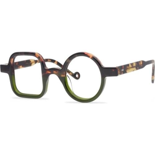 Retro Round Square Acetate Glasses Frame Women Full Rim Myopia Eyewear Brand Designer Clear Lens Vintagte Optical Eyeglasses Men