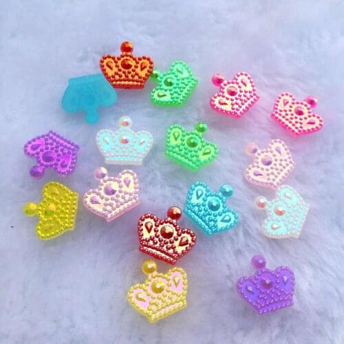 Wholesale 960pcs/lot 12mm Kawaii Acryl Crown colorful acryl rhinestone cabochons accessories -HA89