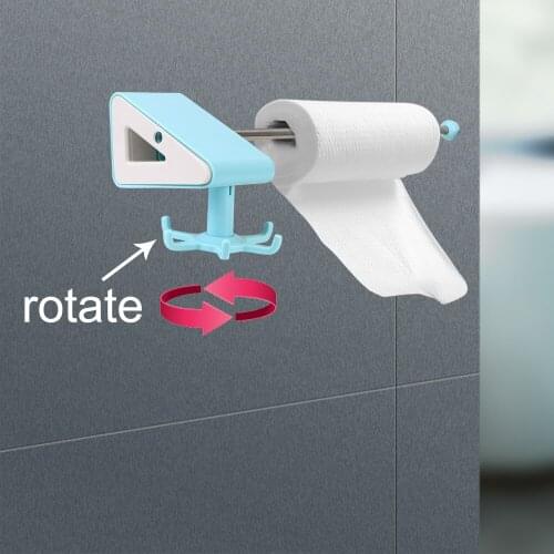 Punch-Free Kitchen Shelf Wall-Mounted Storage Rack Spatula Spoon Kitchen Supplies Holder for Bathroom Rotating Hook Hanger