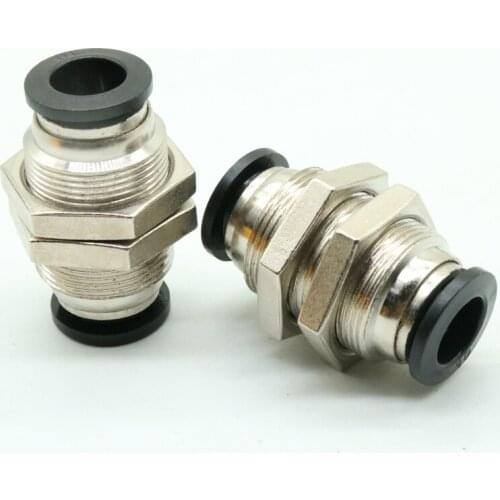 PM-4/6/8/10/12mm fittings for quick insertion of pneumatic air pipe joint element through copper threaded partition plate