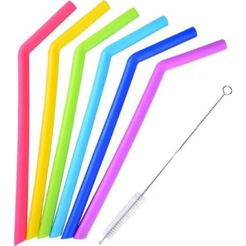 Creative color silicone straw milk tea juice beverage straw + mixing rod brush set kitchen gadgets