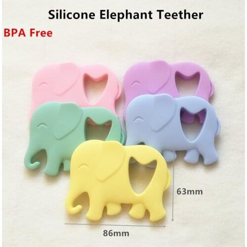 Chenkai 50PCS Silicone Elephant Pacifier Teether DIY Baby Shower Nursing Chewing Mommy wearing Jewelry Toy Candy Color