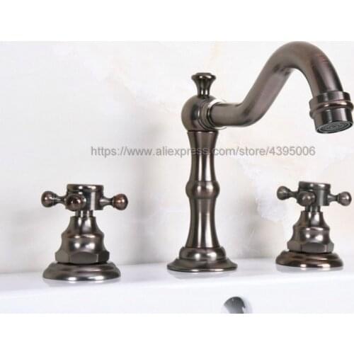 Brown ORB 8" Widespread 3 Hole Double Cross Handle Deck Mounted Bathroom Sink Faucet Hot Cold Tap Bnf437