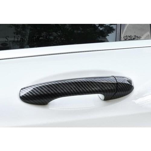 Car Styling Carbon fiber Outer Door Bowl Handle Stickers Covers Trim For Mercedes Benz C E GLC Class W213 W205 X253 Accessories