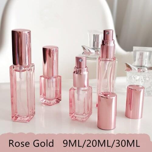 9ml/20ml/30ml Glass Spray Bottles Rose Gold Portable Refillable Atomizer Travel Perfume Bottle Fine Mist Sprayer Bottle
