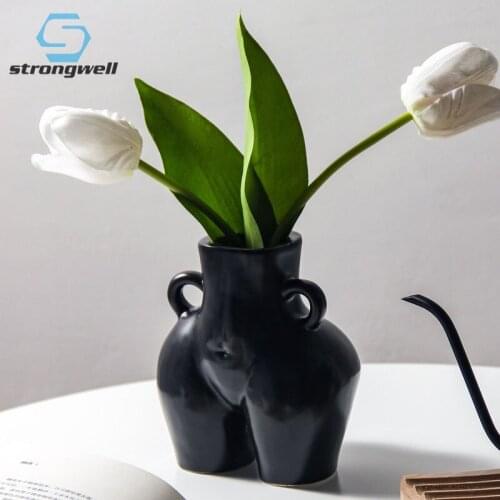 Strongwell Human Body Art Vase Ass Model Decoration Ornament Living Room Decoration Ceramimc Flower Arrangement Miniature Model