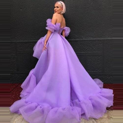 Light Purple Evening Dresses Hi-Lo Sweetheart Off The Shoulder Beautiful A-line Formal Evening Long Gowns вечернее платье