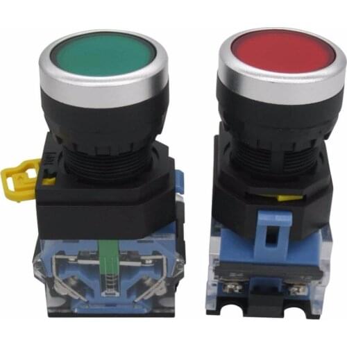 TWTADE/1pcs 22mm Panel Mount 10A 440V 1NO 1NC DPST Red Green Momentary Push Button Switch LA38-11GR