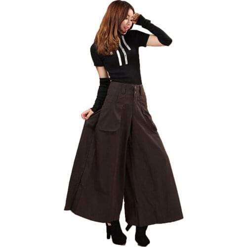 Spring AutumnWomens Wide Leg Pants High-Waiste Big-Footed Trousers Skirt Pants Fall Winter Plus Size Pants Female Trousers