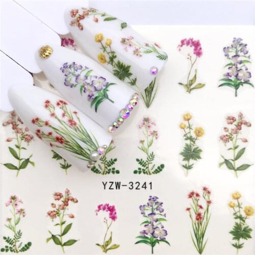 YZWLE 1 PC Colored Flowers / Green grass / Lavender Nail Stickers Nail Transfer Decals Accessories Tip Manicure Tool