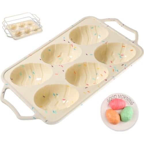 1pcs Cake Mold 6 Slot Egg Shape Fondant Chocolate Mould Silicone Flexible DIY Baking Mold Kitchen Accessory