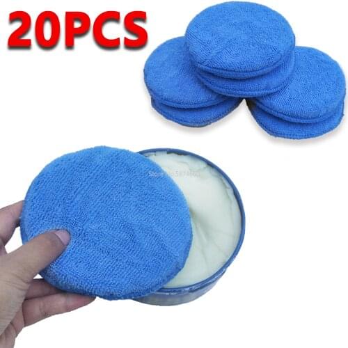 20pcs Microfiber Wax Applicator Pad 5" Diameter Foam Sponge Ultra soft Microfiber Polish Car Wax Apply Remover Buff Pads 12.5cm