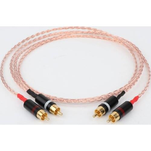 3cu 6N OCC Copper Analogue Phono Cable Hifi inter Connect Cable PEFT Insulation With 24k Gold Plated RCA Connector Preffair