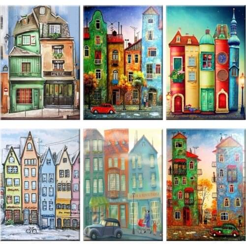 5D Diamond Mosaic Full Square Diamond Painting Diamond Embroidery Cross Stitch Kits Art Home Decor Cartoon City Painting
