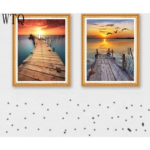 5D DIY Diamond Painting Lake Sunset Mosaic Painting Full Round Drill Diamond Embroidery Cross Stitch Kits Home Decoration Gift