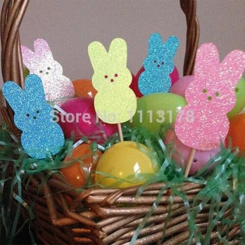 Glitter Easter Bunny Cupcake Topper baby bridal shower birthday food Picks wedding party cake topper decor