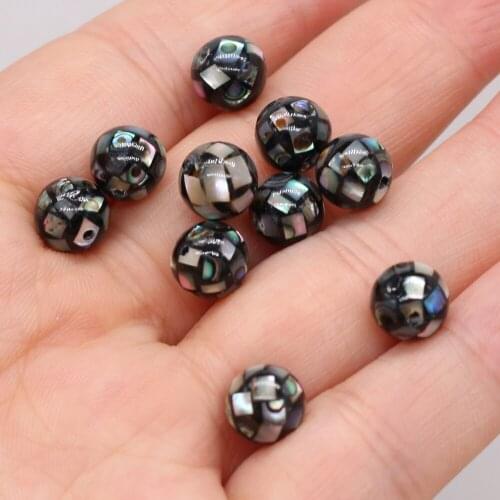 4Pcs Natural Freshwater Shell Beads Abalone Spherical Beads With Hole For DIY Jewelry Making Bracelet Earring Ring Accessory