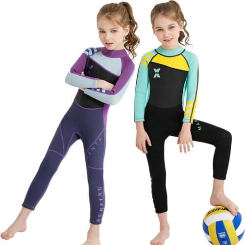 Kids Diving Suit 2.5MM Neoprene Wetsuit Children For Boys Girls Keep Warm One-piece Long Sleeves UV Protection Swimwear