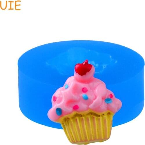 GYL302U Cherry Cupcake Silicone Flexible Push Mold - Bakeware Charms Polymer Clay Molds, Cabochon Mold Mould