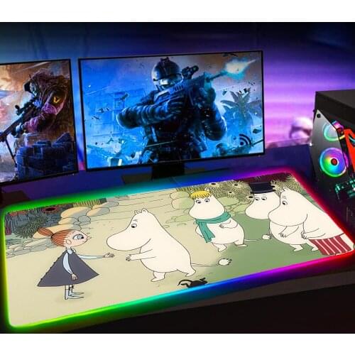 Rgb Alfombrilla Raton Computer Gaming Accessiores Podkladka Pod Mysz Mause Pad Backlit Mat Mausepad Cartoon Cute Hippo Moomines