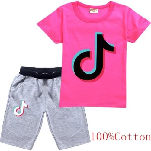 TIK TOK T Shirt Baby Boys Girls Summer 2PCS Set Printed Sports Suit for Kids T-Shirt Shorts ChildrenS Clothing