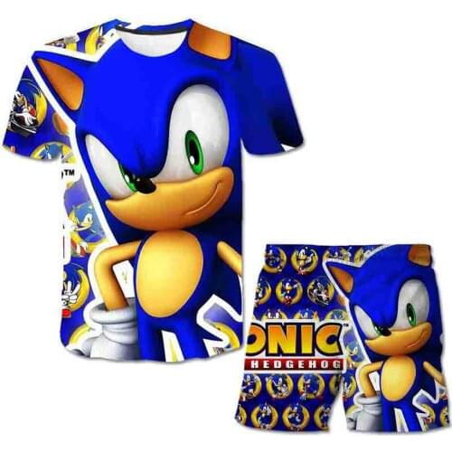 Summer new Children Clothing Sets Tops+Pants Sets Sonic T Shirt Girls Tshirts Kids Shorts Sport Suit Baby Boy T-shirt 4-14 Years
