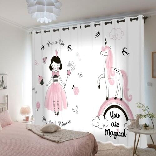 Fashion Ballet Fairy Girls Curtains for Girls Bedroom Lovely Princess Digital Printed Blackout Curtain Drapes