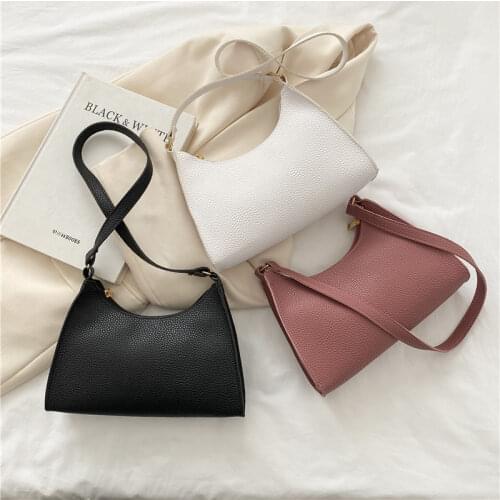 Fashion Women Summer PU Leather Underarm Bags Ladies Solid Color Large Capacity Shoulder Bags Protable Female Elegant Handbags