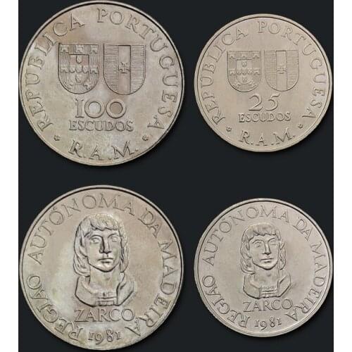 Autonomous Region of Madeira Islands, Portugal 1981 Set 2 Coins Original True Real Genuine Coin European Collectible Gift UNC