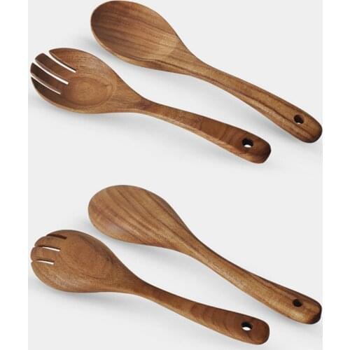 Norbi Cooking Wood Shovel Kitchen Long Handle Soup Rascquette Rice Rice Spoon Sauce Wooden Non-stick Pan Special Dinnerware Set