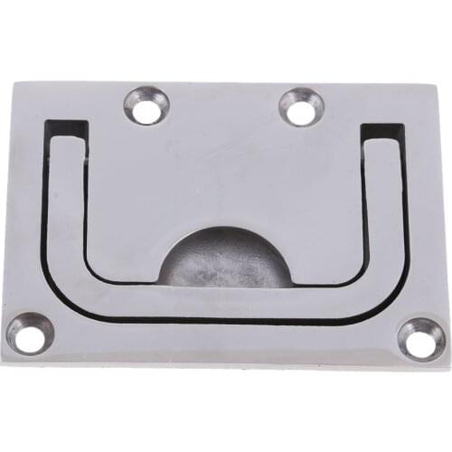 Marine Rectangular Stainless Steel Ring Pull Handle for Boat Hatch 2.98 x 2.2 inch (76 x 56mm)