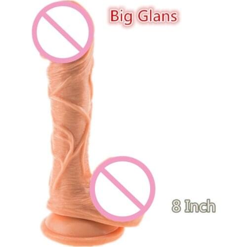 8 Inch Realistic Dildo Silicone Big Glans Penis Dong with Suction Cup for Women Masturbation Lesbain Sex Toy